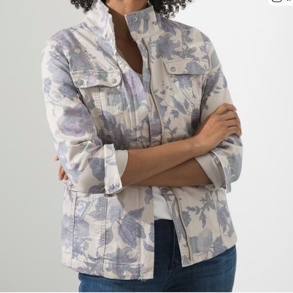 Chico's Jackets & Blazers - Chico's Beige and Purple Floral Jacket